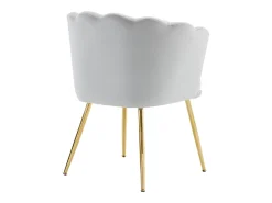 Juego de 2 sillas de terciopelo con soporte lumbar - Patas de metal dorado - Gris
