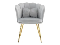 Juego de 2 sillas de terciopelo con soporte lumbar - Patas de metal dorado - Gris