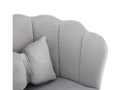 Juego de 2 sillas de terciopelo con soporte lumbar - Patas de metal dorado - Gris