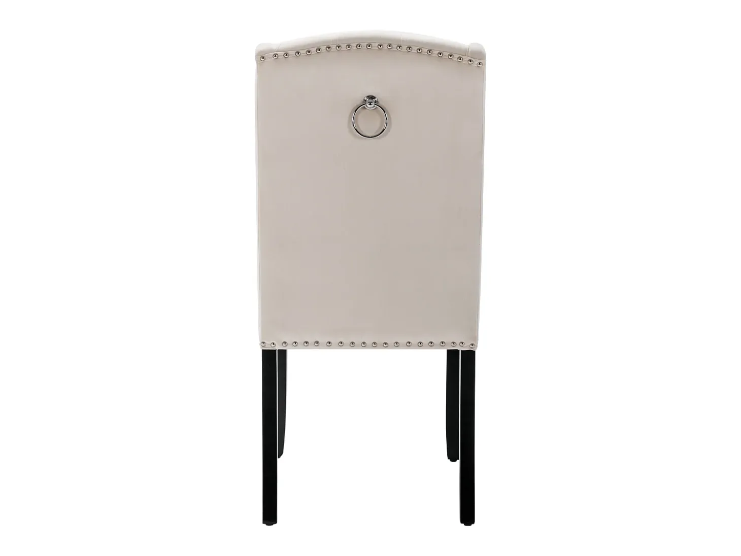 Juego de 6 sillas de terciopelo con patas de roble – beige