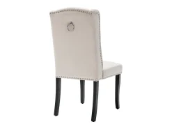 Juego de 6 sillas de terciopelo con patas de roble – beige