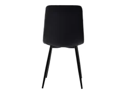 Juego de 4 sillas de terciopelo negro con patas de metal negro.
