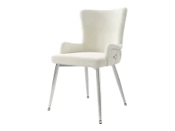 Juego de 2 sillas de terciopelo de lujo - 85 x 47 x 49 cm - con cuatro patas de metal plateado - beige