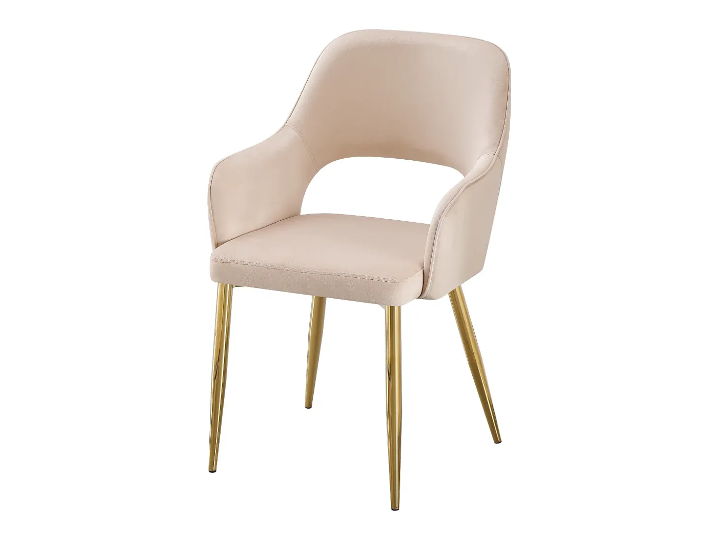 Juego de 2 sillas de terciopelo y metal dorado - Beige - GIA