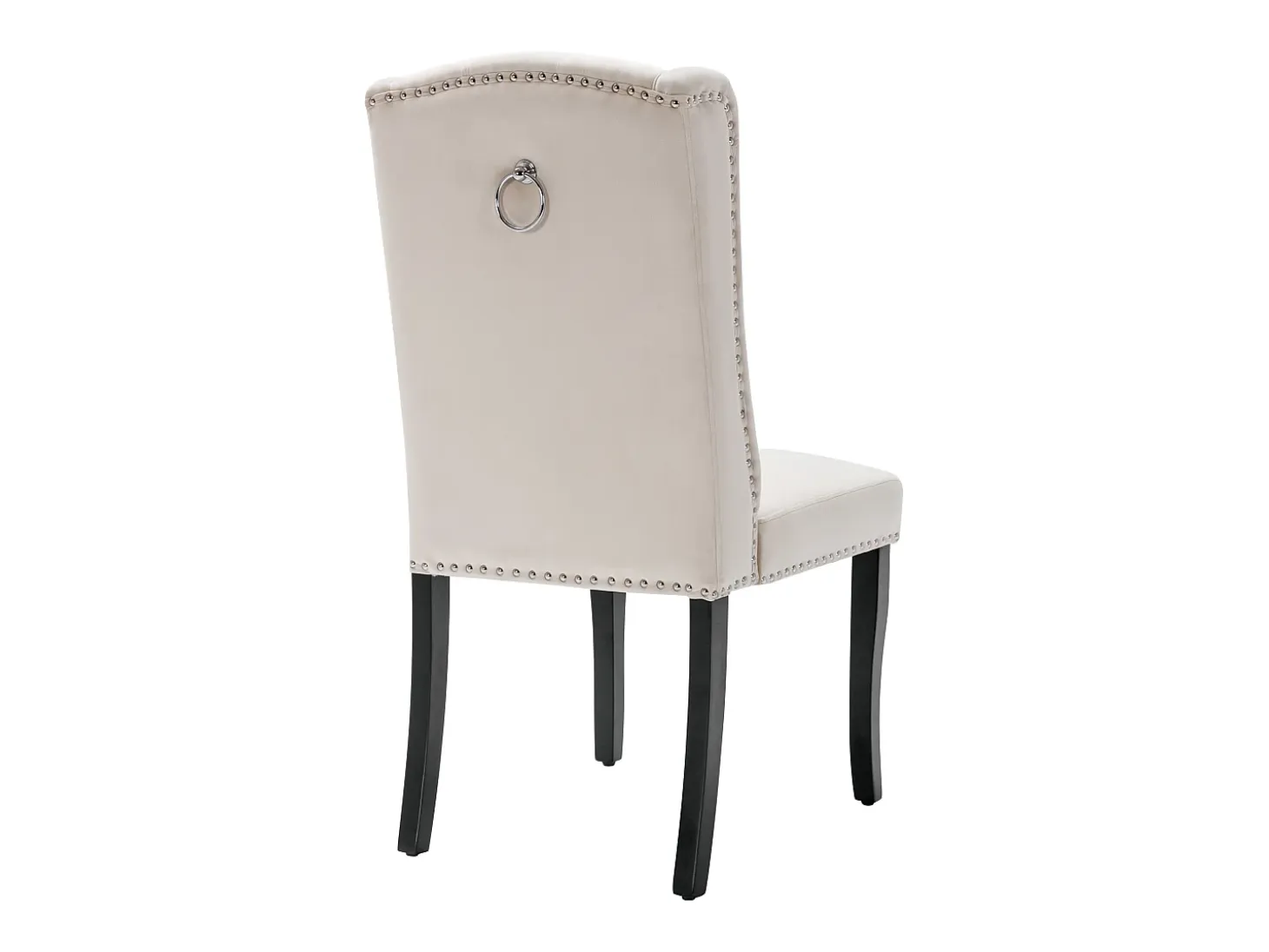 Juego de 2 sillas de terciopelo con patas de roble – beige