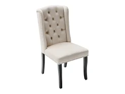 Juego de 2 sillas de terciopelo con patas de roble – beige