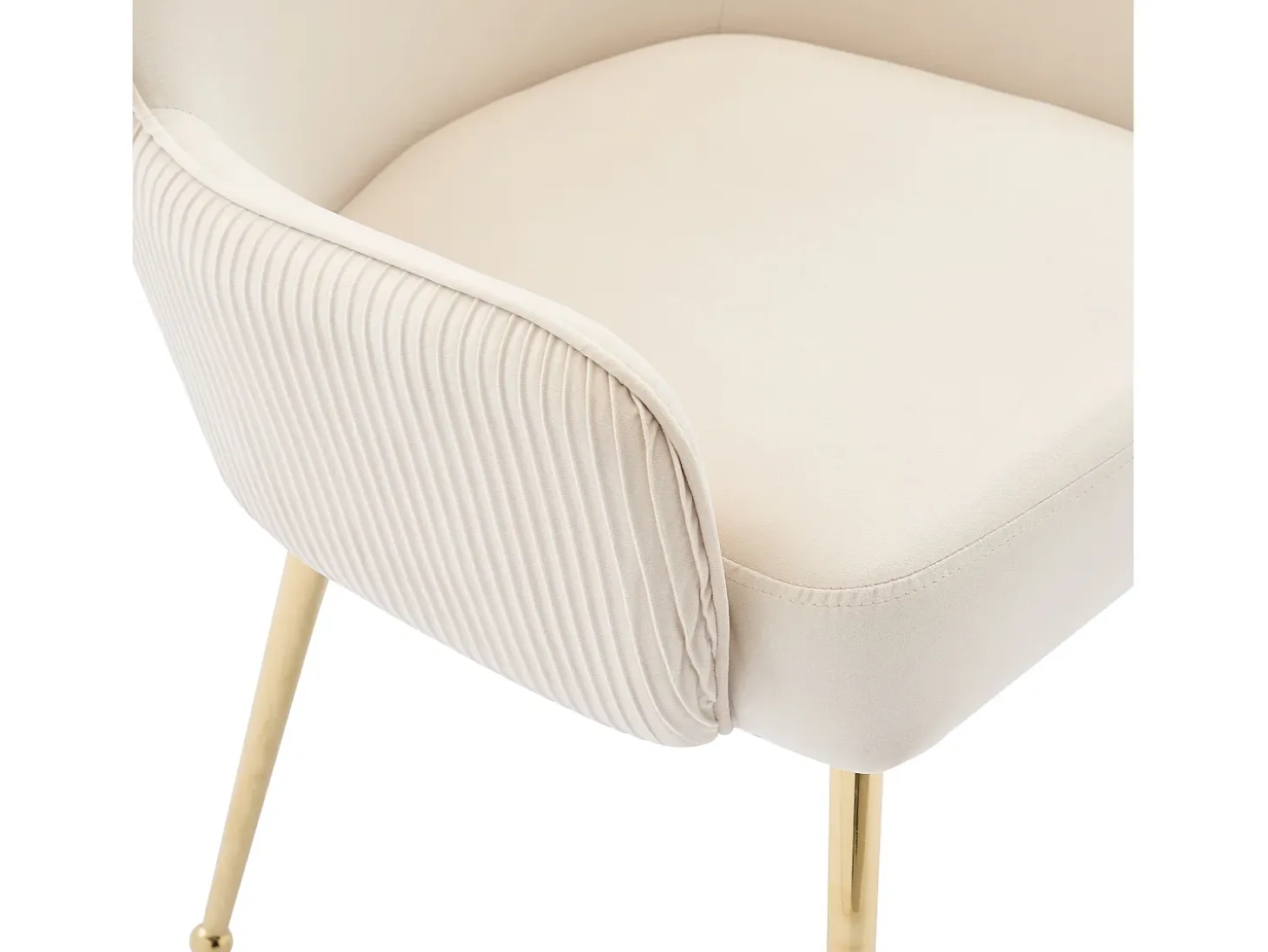 Juego de 6 sillas de terciopelo - con reposabrazos y patas de metal dorado - Beige y dorado