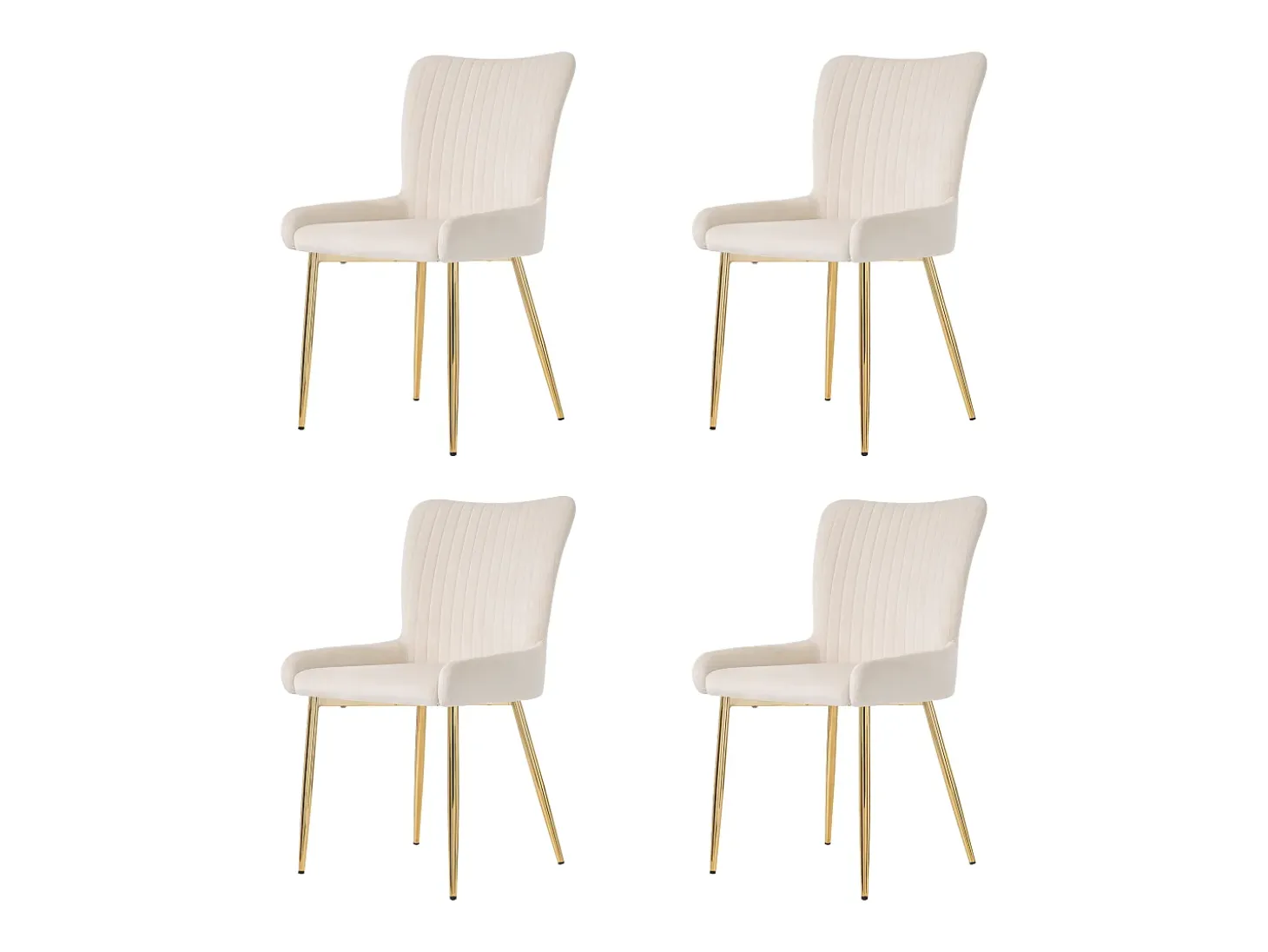 Juego de 4 sillas de terciopelo con patas metálicas doradas – beige