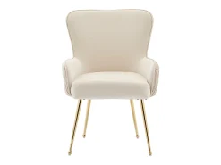 Juego de 4 sillas de terciopelo beige - Patas de metal dorado - Patas ajustables