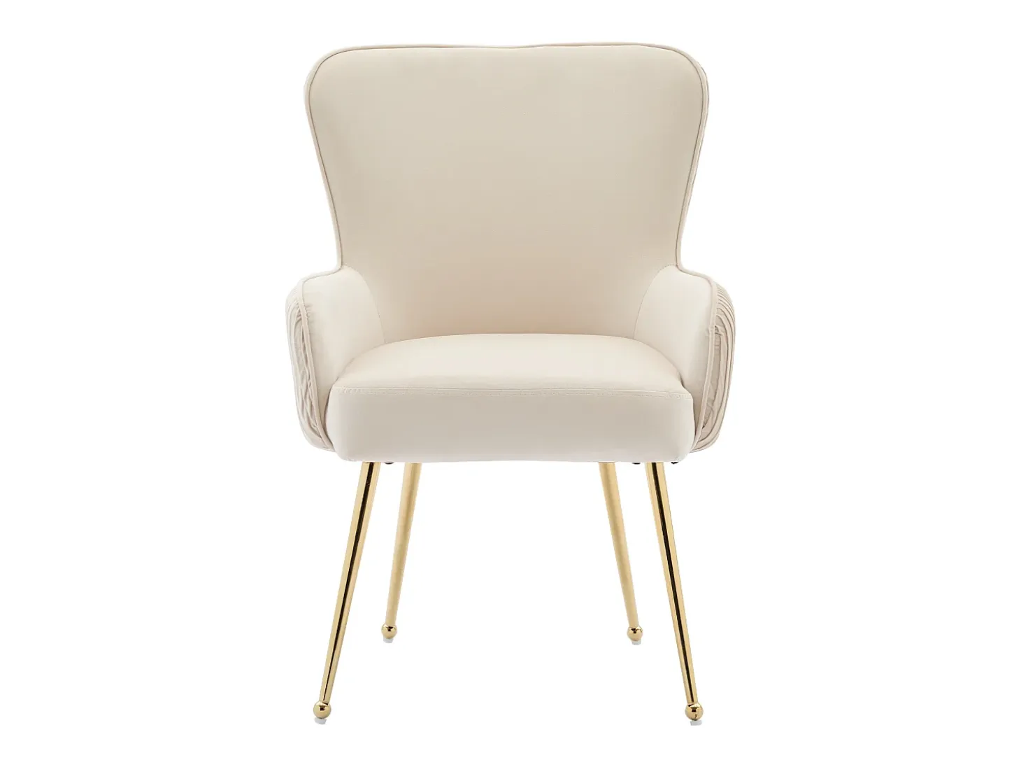 Juego de 4 sillas de terciopelo beige - Patas de metal dorado - Patas ajustables