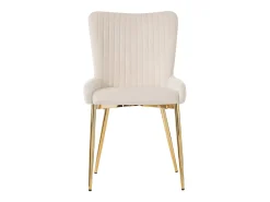 Juego de 2 sillas de terciopelo - con patas de metal dorado - Beige