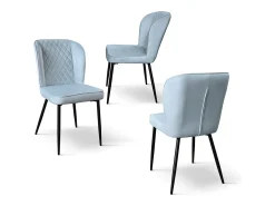 Juego de 4 sillas de terciopelo azul claro y patas de metal antracita - SOHO