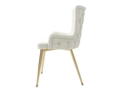 Juego de 4 sillas de terciopelo de lujo - 62,23 x 58,42 x 55,88 cm - con cuatro patas de metal dorado - beige