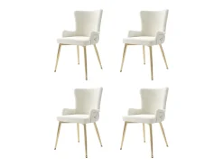 Juego de 4 sillas de terciopelo de lujo - 62,23 x 58,42 x 55,88 cm - con cuatro patas de metal dorado - beige