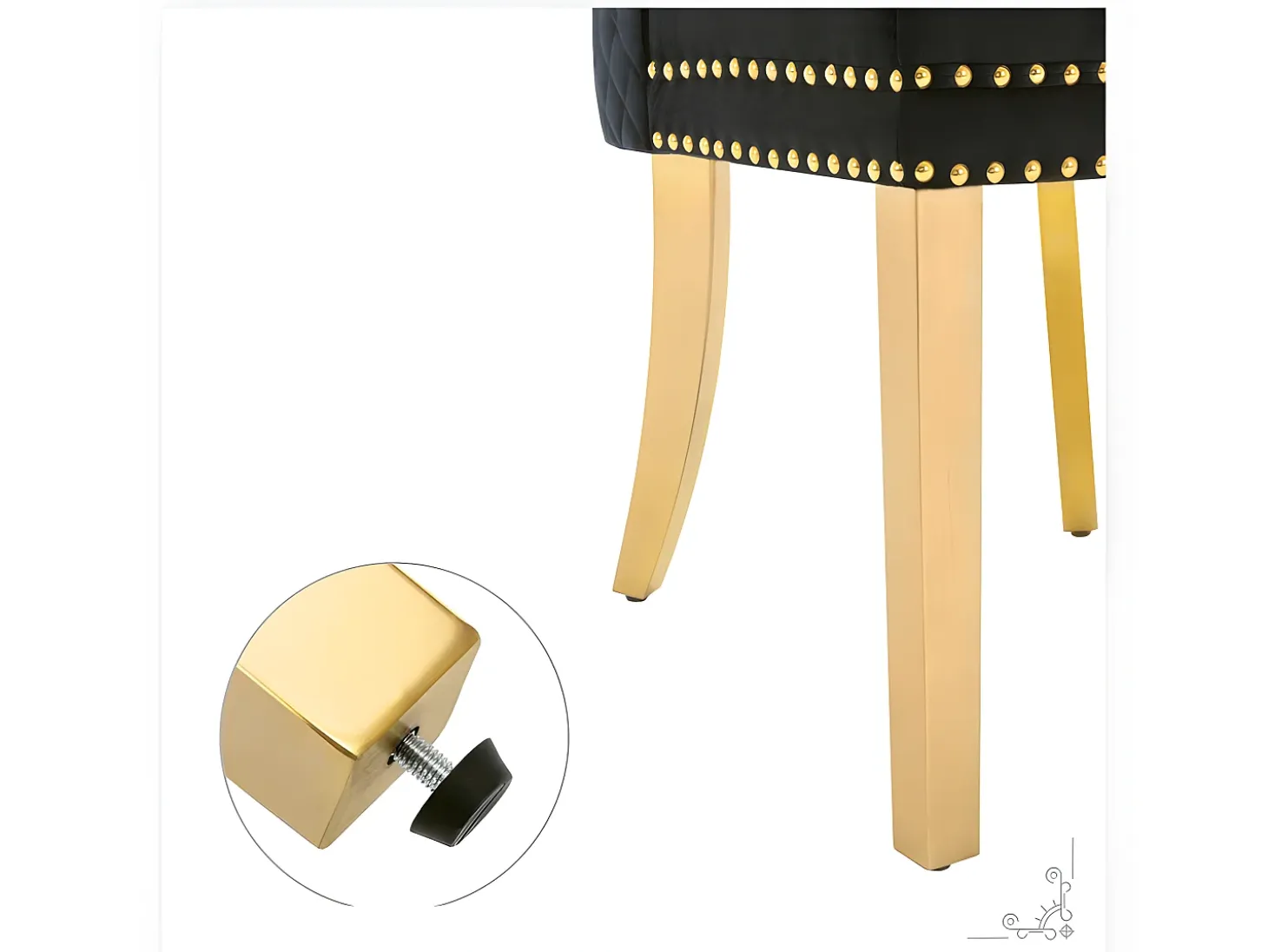 Juego de 4 sillas de terciopelo con patas de metal - Negro