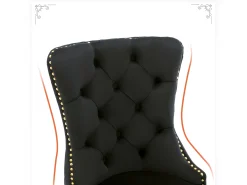 Juego de 4 sillas de terciopelo con patas de metal - Negro
