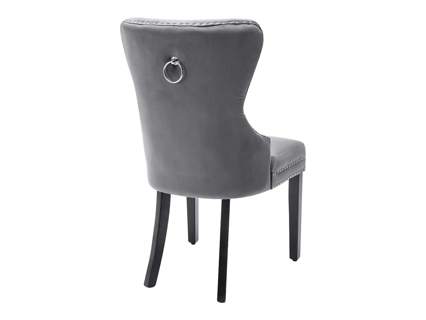 Juego de 2 sillas de terciopelo con patas de madera maciza – gris