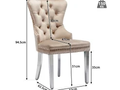 Juego de 4 sillas de terciopelo con patas de metal - Beige