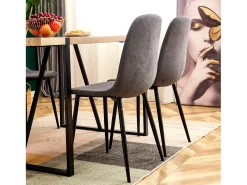Juego de 4 sillas escandinavas, asiento vintage de ante sintético y patas de metal – gris