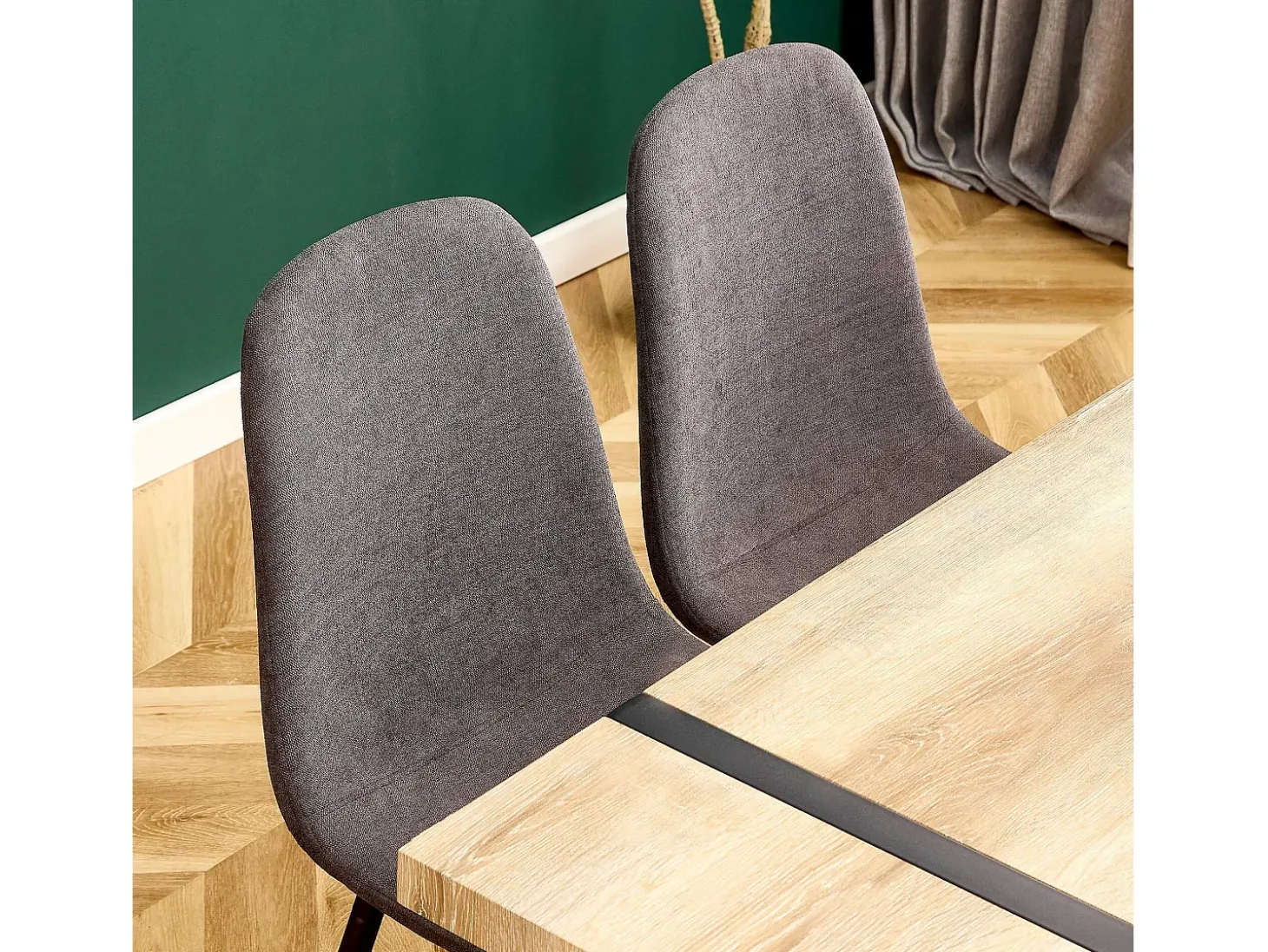 Juego de 4 sillas escandinavas, asiento vintage de ante sintético y patas de metal – gris