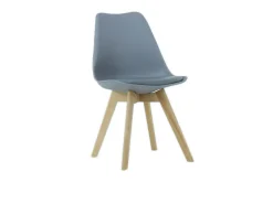 Juego de 6 sillas escandinavas Lorenzo grises con asiento de polipiel y patas de madera maciza de haya, diseño ergonómico y cómodo