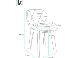 Juego de 2 sillas escandinavas de diseño para salón o comedor, asiento de cuero sintético acolchado, patas de madera de haya clara FATI (gris)