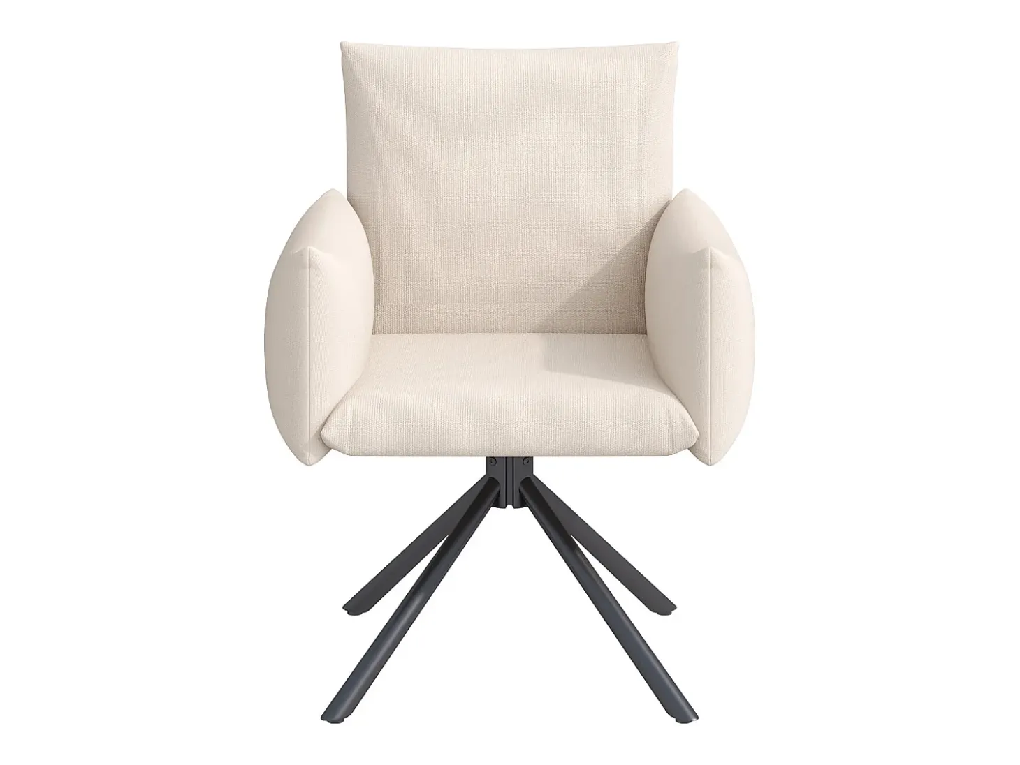 Juego de 4 sillas giratorias de lino beige con reposabrazos y patas de metal - para comedor y oficina