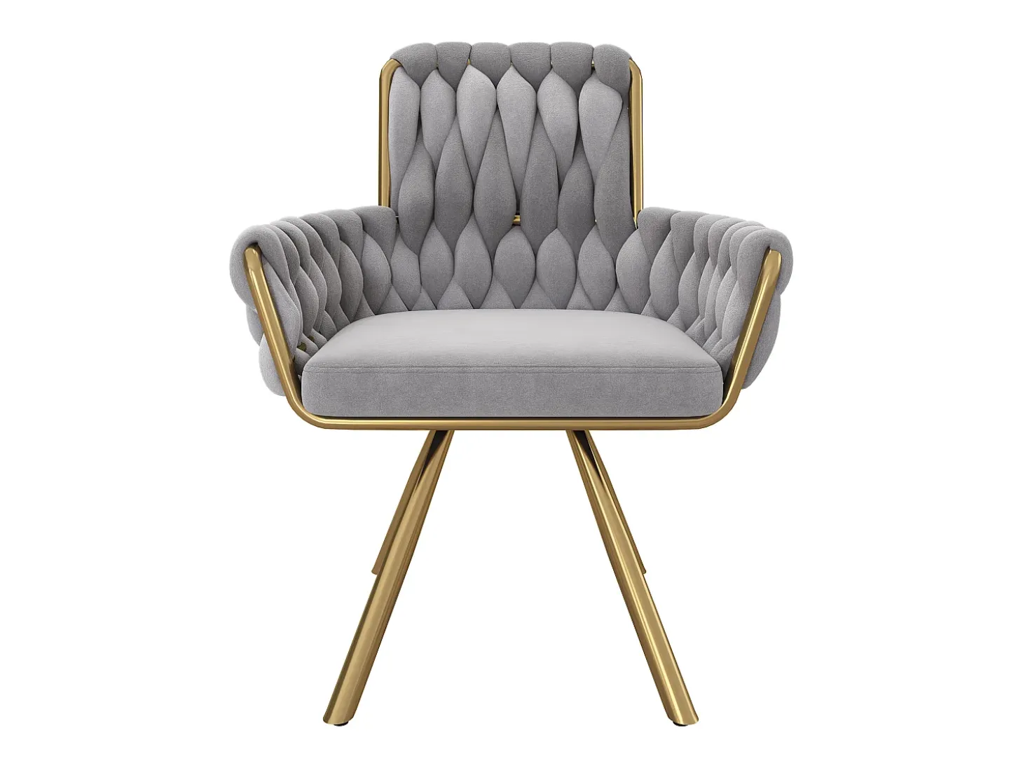 Juego de 4 sillas giratorias de terciopelo - 87 x 50 x 55 cm - Sillón con cuatro patas de metal - Gris