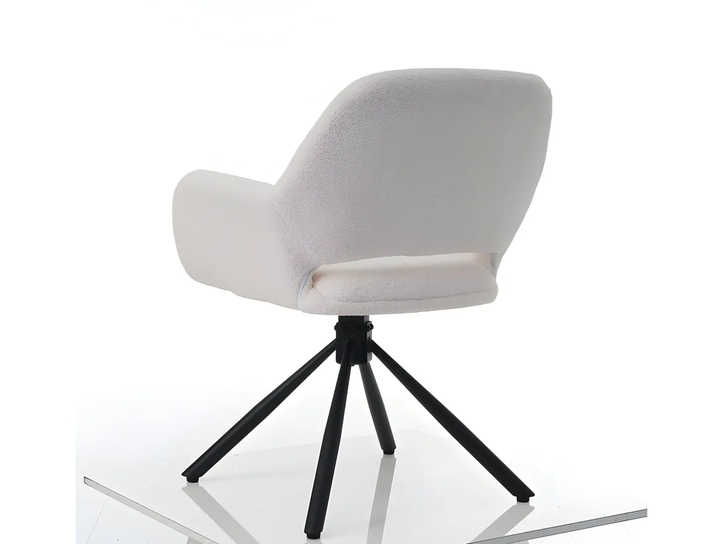 Juego de 4 sillas giratorias con reposabrazos - en rizo sherpa - estilo moderno - Blanco