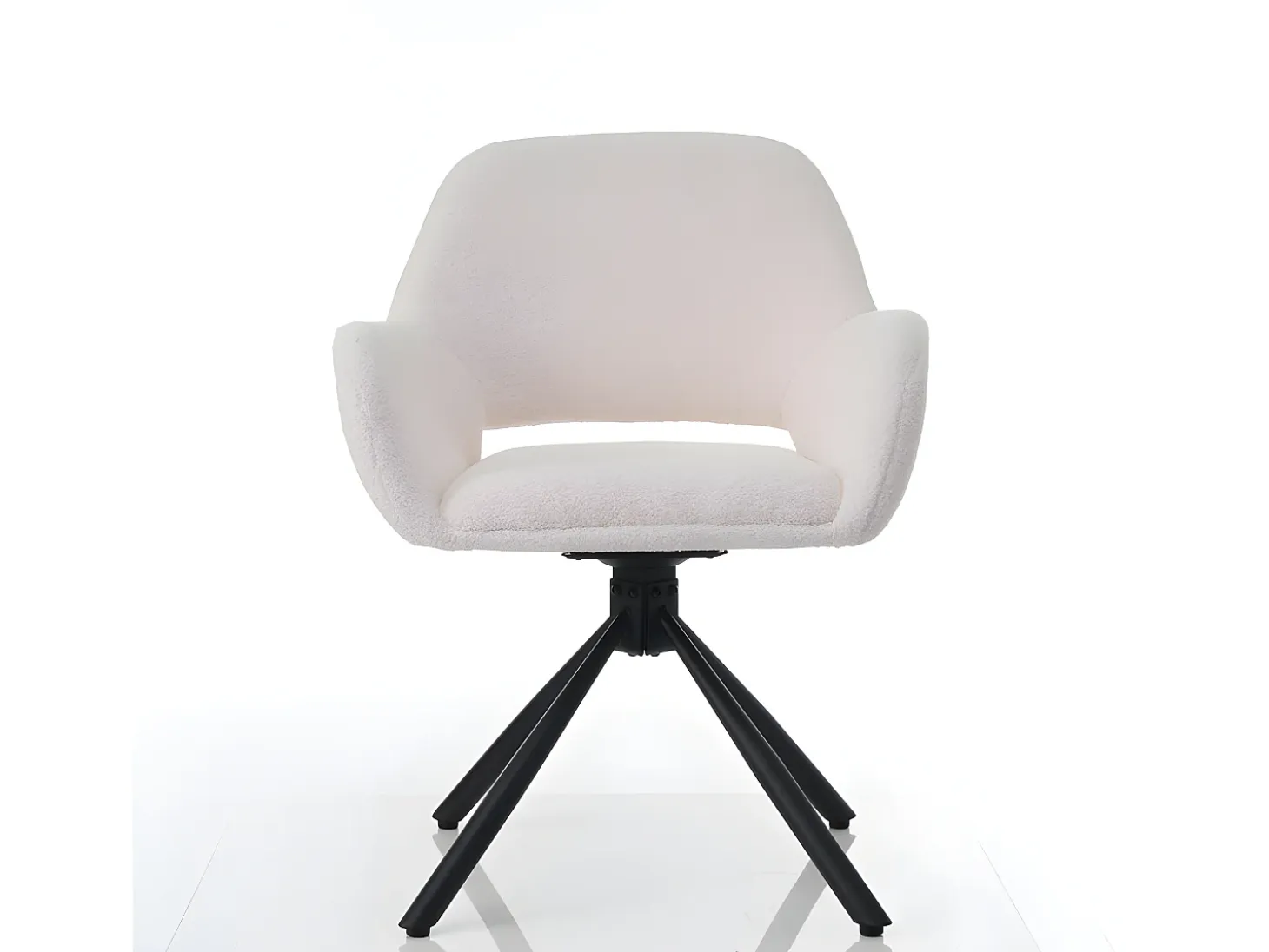 Juego de 4 sillas giratorias con reposabrazos - en rizo sherpa - estilo moderno - Blanco