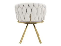 Juego de 6 sillas giratorias de terciopelo con reposabrazos - patas de metal dorado - Beige