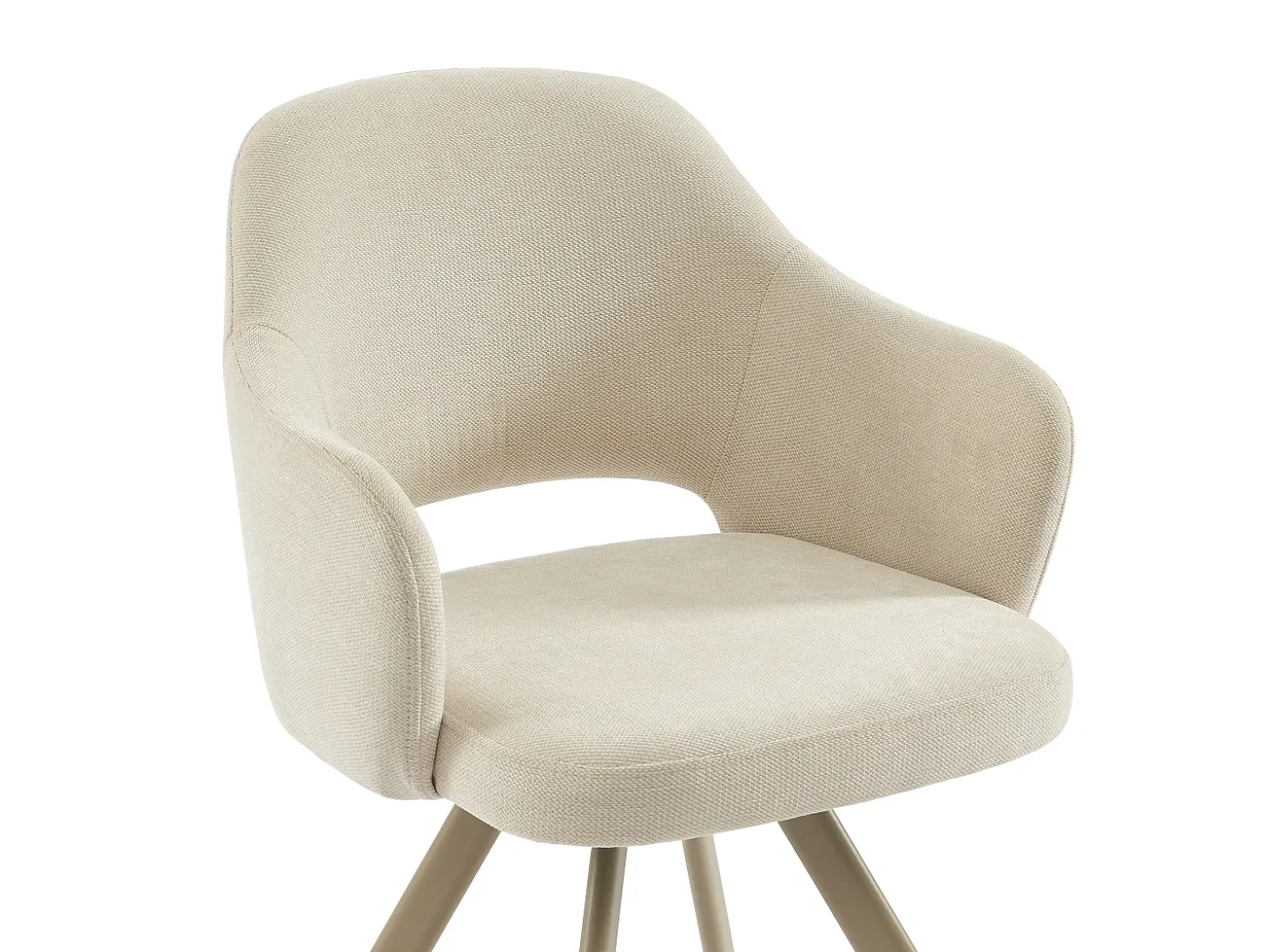 Juego de 2 sillas giratorias de tela tweed y metal beige - Crema - RASEMA