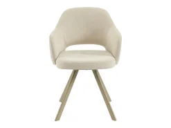 Juego de 2 sillas giratorias de tela tweed y metal beige - Crema - RASEMA