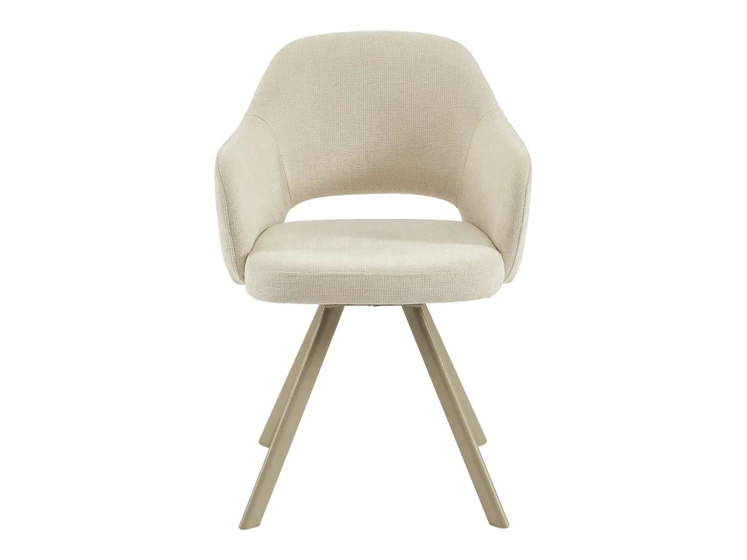Juego de 2 sillas giratorias de tela tweed y metal beige - Crema - RASEMA