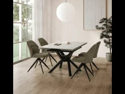 Juego de 2 sillas giratorias de tela negra y metal 47x47 h85 cm
