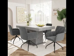 Juego de 6 sillas giratorias de terciopelo 360° - 85 x 60 x 46 cm - Sillón tapizado con 4 patas de metal - Negro