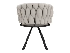 Juego de 4 sillas giratorias de lino con reposabrazos - patas de metal negro - Beige