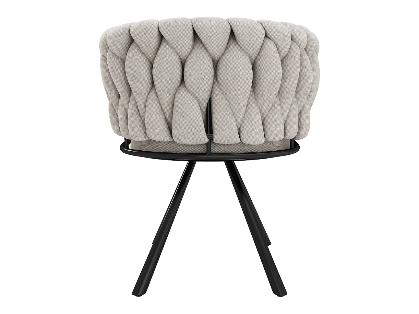 Juego de 4 sillas giratorias de lino con reposabrazos - patas de metal negro - Beige