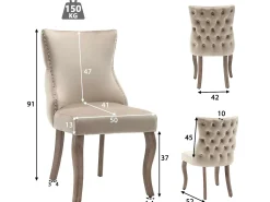 Juego de 4 sillas góndola de terciopelo - patas de madera maciza - Beige