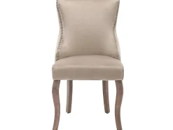 Juego de 4 sillas góndola de terciopelo - patas de madera maciza - Beige