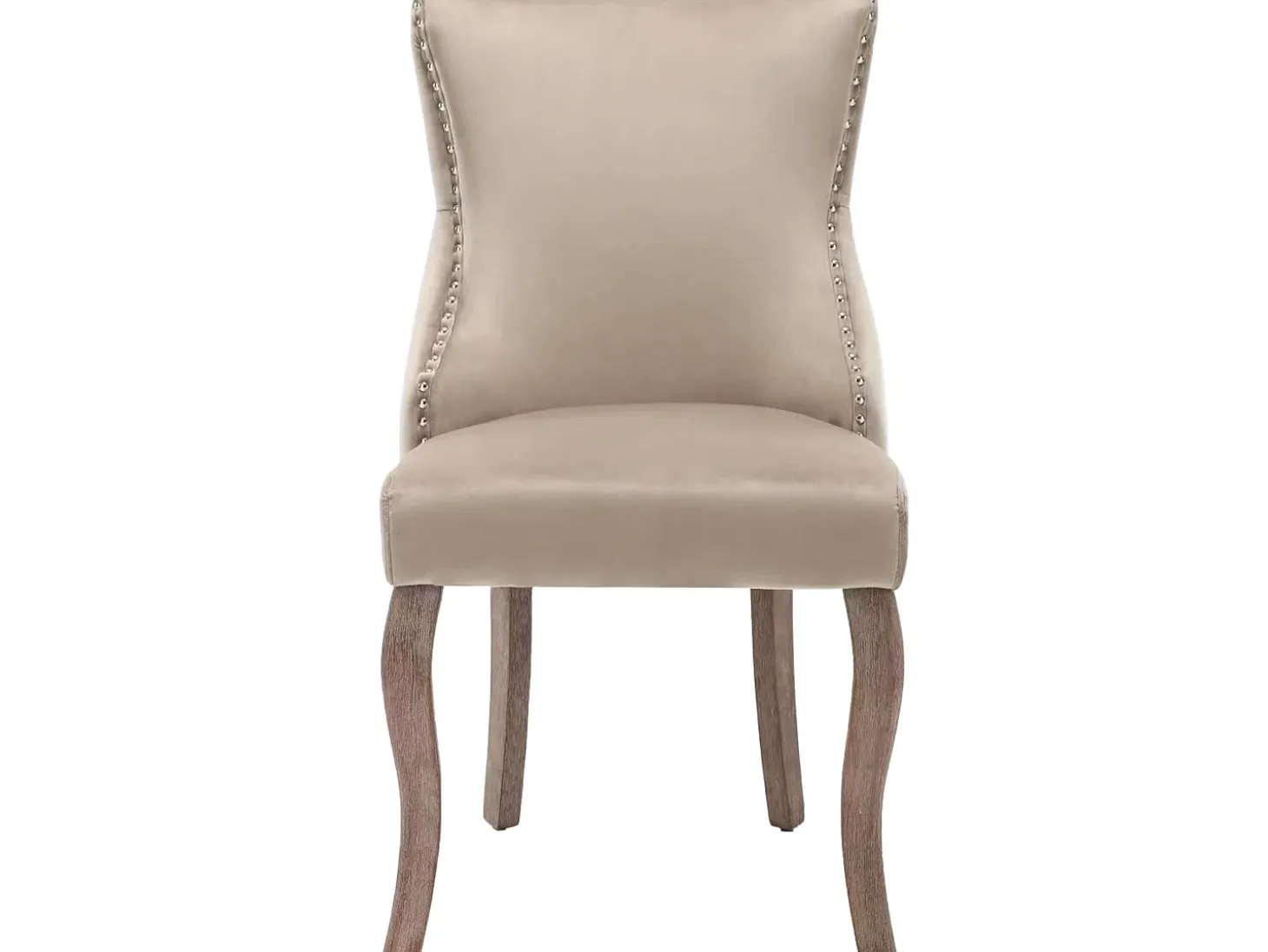 Juego de 4 sillas góndola de terciopelo - patas de madera maciza - Beige