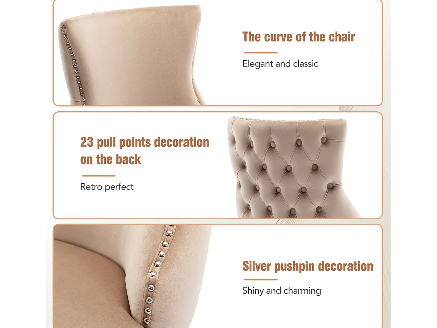 Juego de 4 sillas góndola de terciopelo - patas de madera maciza - Beige
