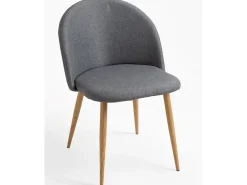 Juego de 2 sillas Kazon - Elegante tela y patas de metal efecto madera clara-Color Gris oscuro