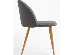 Juego de 2 sillas Kazon - Elegante tela y patas de metal efecto madera clara-Color Gris oscuro
