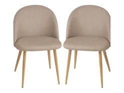 Juego de 2 sillas Kazon - Elegante tela y patas de metal efecto madera clara-Color Amarillo