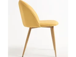 Juego de 2 sillas Kazon - Elegante tela y patas de metal efecto madera clara-Color Amarillo