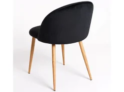 Juego de 2 sillas Kazon - Elegantes patas de metal efecto terciopelo y madera clara-Color Negro
