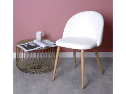 Juego de 2 sillas Kazon - Elegante piel sintética y patas de metal efecto madera clara-Color Marrón