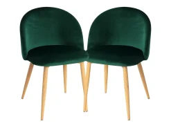 Juego de 2 sillas Kazon - Elegantes patas de metal efecto terciopelo y madera clara-Color Gris claro