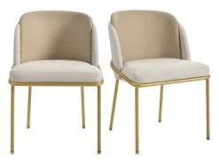 Juego de 2 sillas modernas, con pata inclinada y pies ajustables, beige + caqui